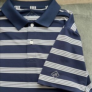 Bonobos Golf Navy and White Slim Fit Striped Polo Shirt